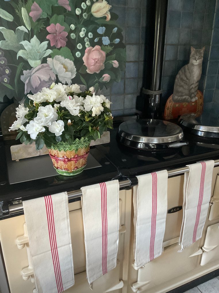 Sen 1800-talets linne-tehanddukar. - Textil  - 90 cm - 55 cm #1.0