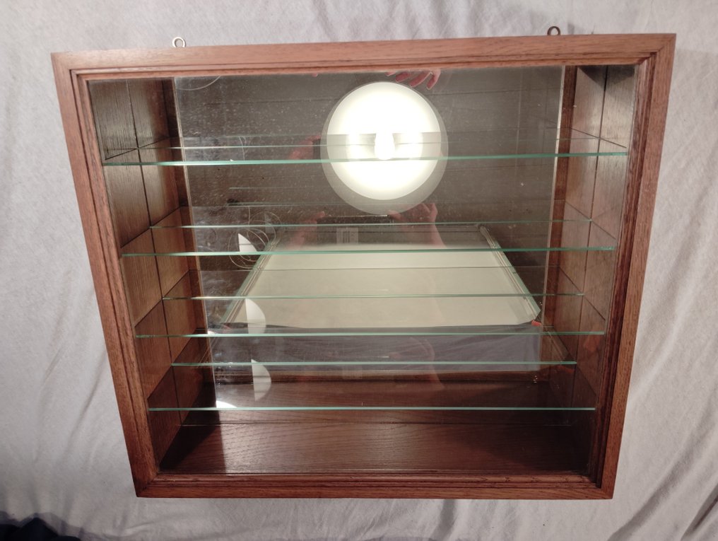 Handwerksarbeit H0 - Modeltrein (1) - Kleine vitrine voor locomotieven, 5 rijen, spiegelhintergrund #1.0