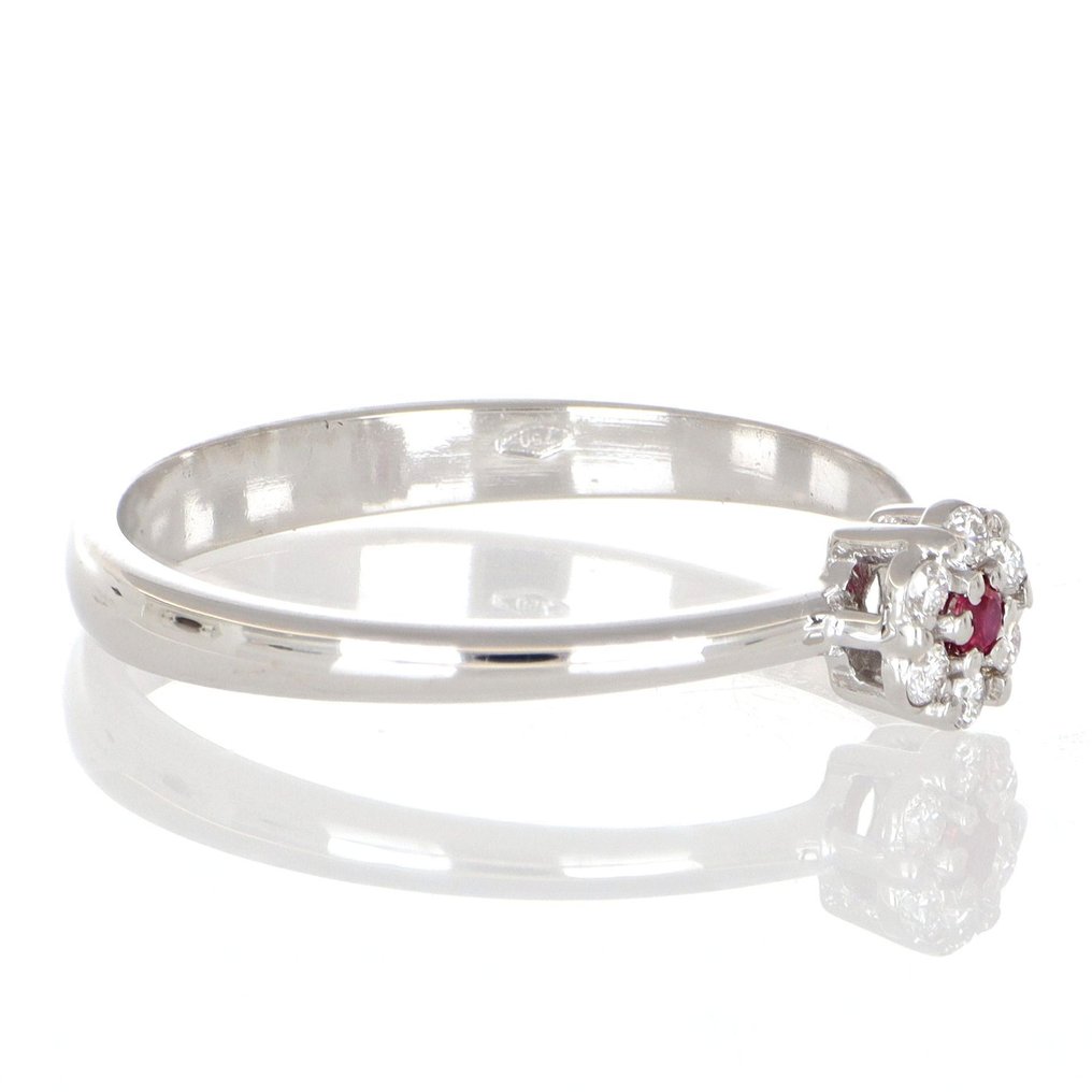 没有保留价 - 戒指 - 18K包金 白金 钻石 (天然)  - 红宝石 #2.1