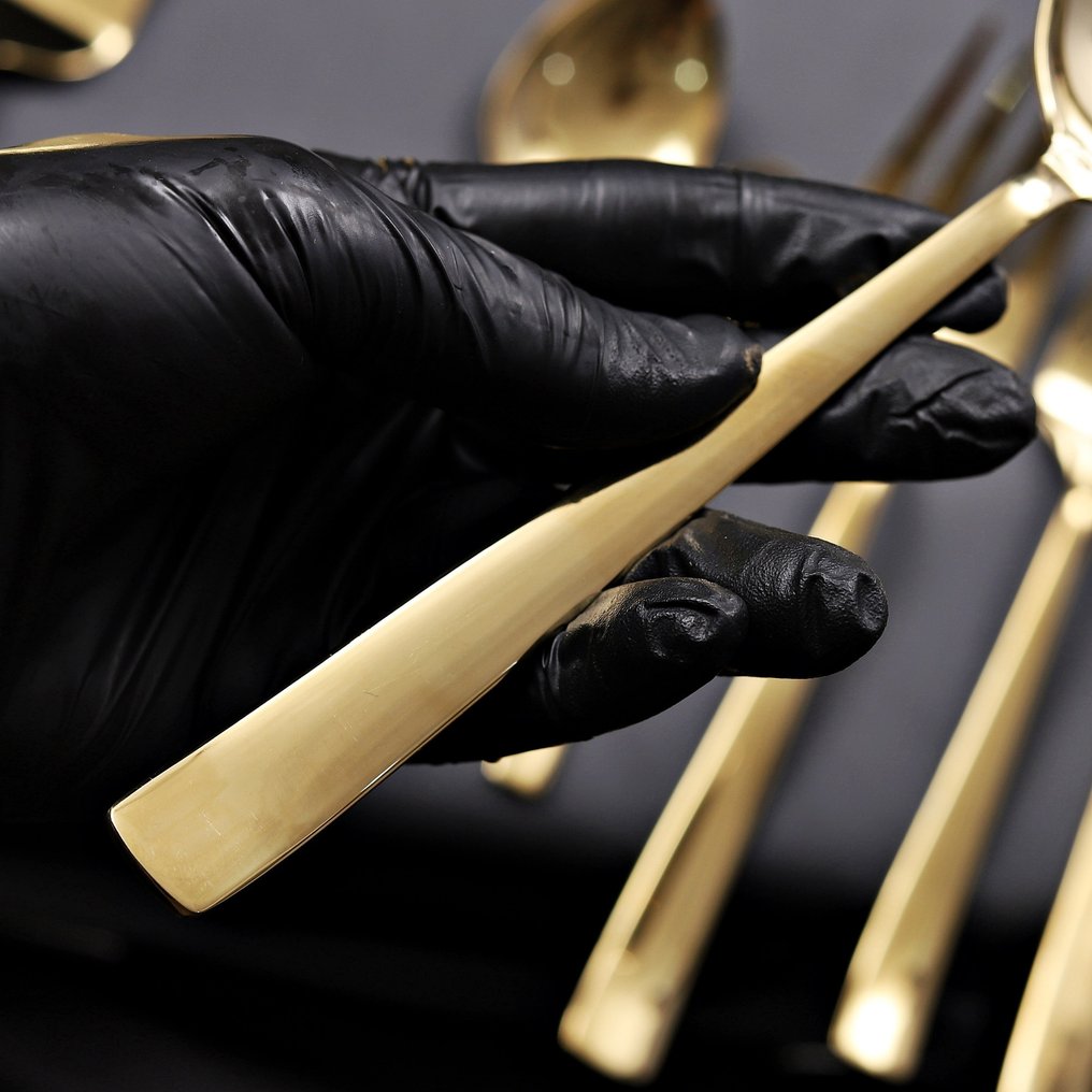 Servizio di posate (29) - Set di posate per 6 persone, 29 pezzi, set di cucchiai color oro royal, di qualità alimentare, con - acciaio inossidabile #3.2