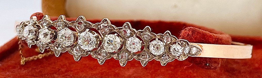 手镯 - 18K包金 玫瑰金 钻石 (天然)  #3.2