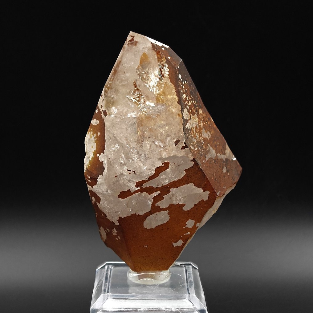 Zwitserse kwarts met oranje limoniet, natuurlijk Kristallen op matrix - Hoogte: 87 mm - Breedte: 56 mm- 208 g #4.3