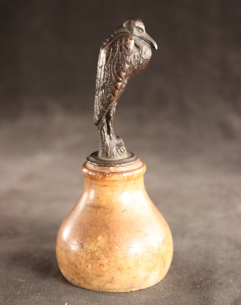 Art Nouveau - Escultura, Maraboe - 12 cm - Bronce, Alabastro #1.0