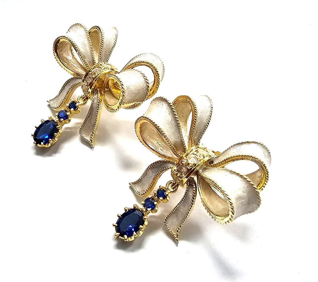 没有保留价 - 耳环 - 9 kt. 黄金, 银 蓝宝石 - 钻石 #2.1