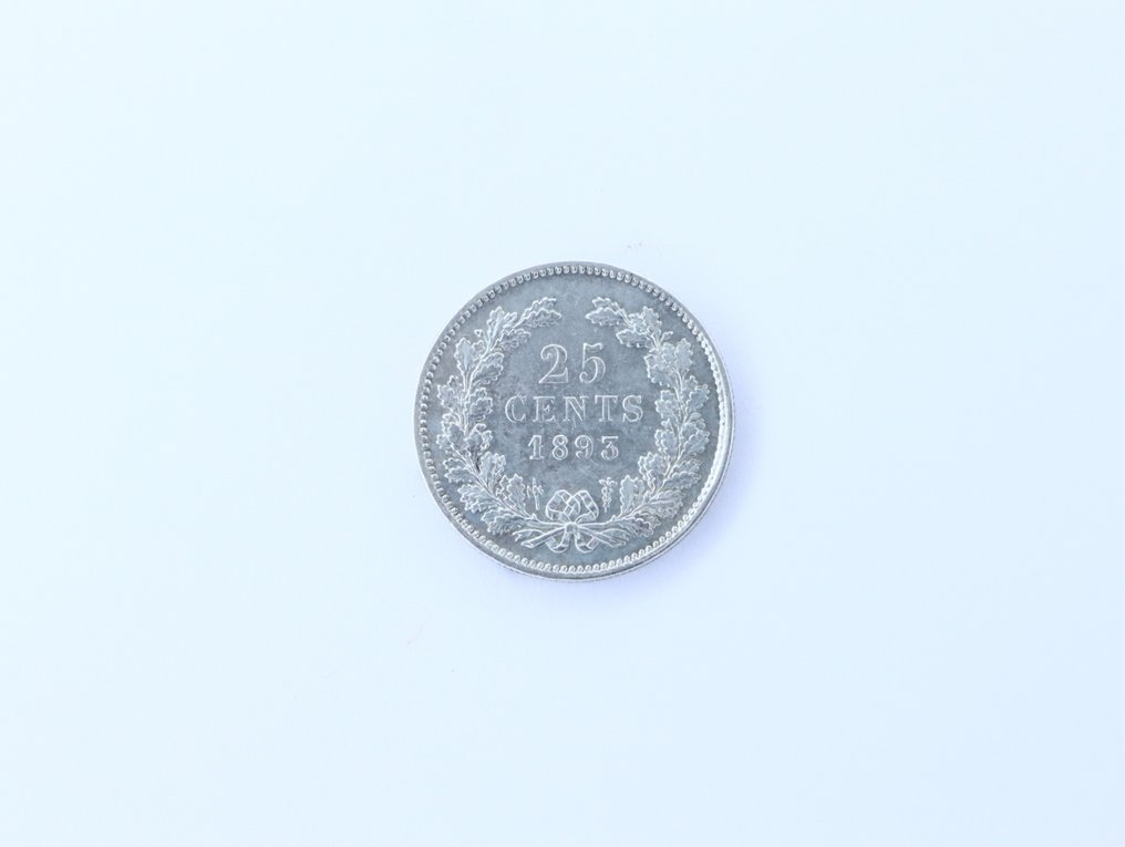 Netherlands. Wilhelmina. 25 Cent 1893 #1.0