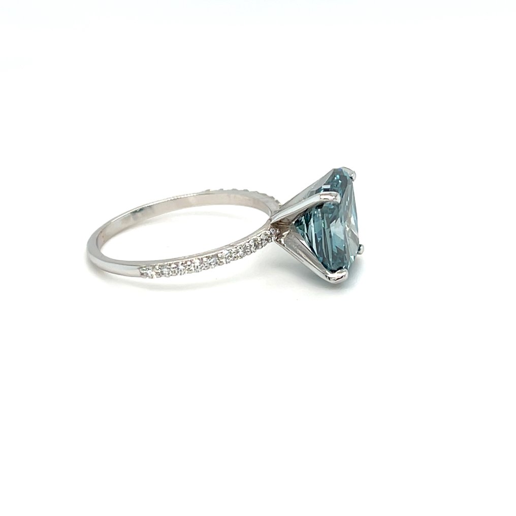 戒指 - 14K包金 白金 - 4.35ct. tw. 蓝色 钻石 (彩色实验室培育钻石) - 钻石 #1.0