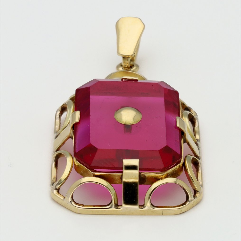 Függő - 14 kt. Sárga arany - Robijn #2.1