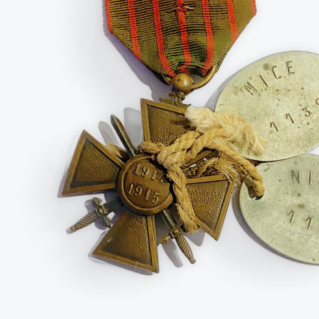 Γαλλία - Στρατιωτικό μετάλλιο - Βραβείο Πολέμου και πινακίδες κυκλοφορίας του αποδέκτη του #2.1