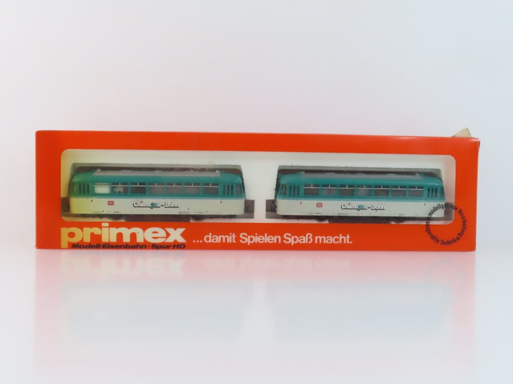 Primex H0 - 3012 - Βαγόνι τρένου μοντελισμού (1) - Διπλό σετ Uerdinger railbussen με εκτύπωση «Chiemgau bahn». - DB #2.1