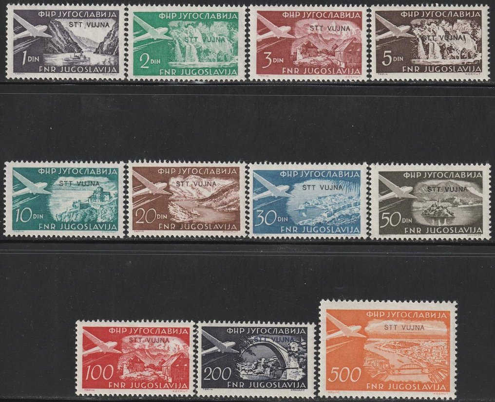 的里雅斯特 - B区 1952/54 - UPU航空邮政+颜色已更改,完整的Sass S.34+35两套系列,MNH** 完整版 #1.0