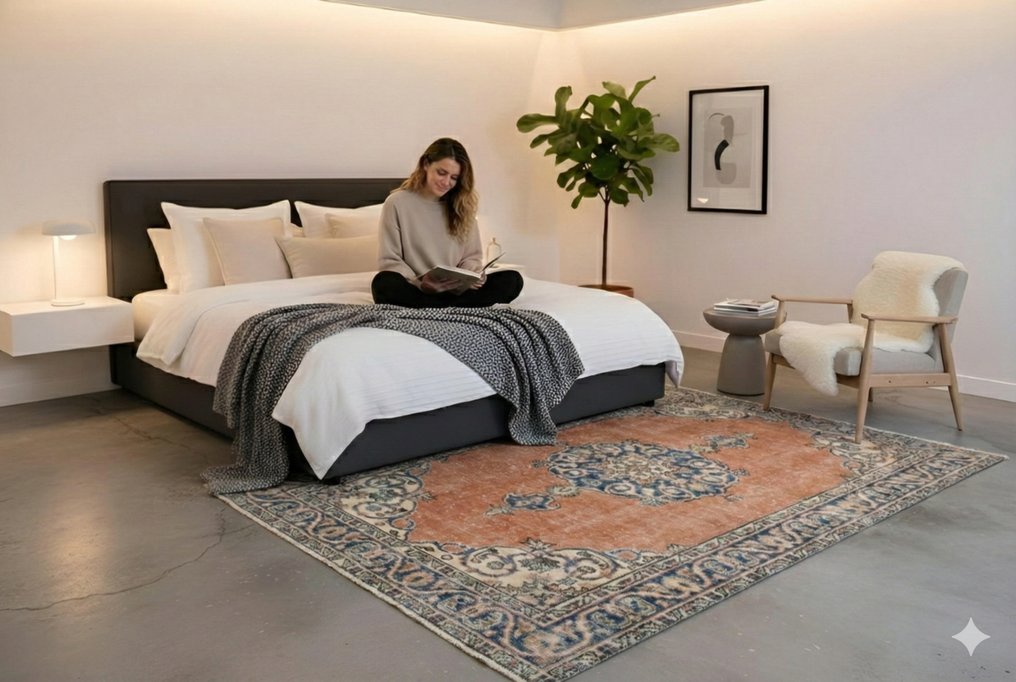 Πορτοκαλί βιντατζ - Χαλί - 220 cm - 115 cm - √ χειροποίητο √ πιστοποιητικό #1.0