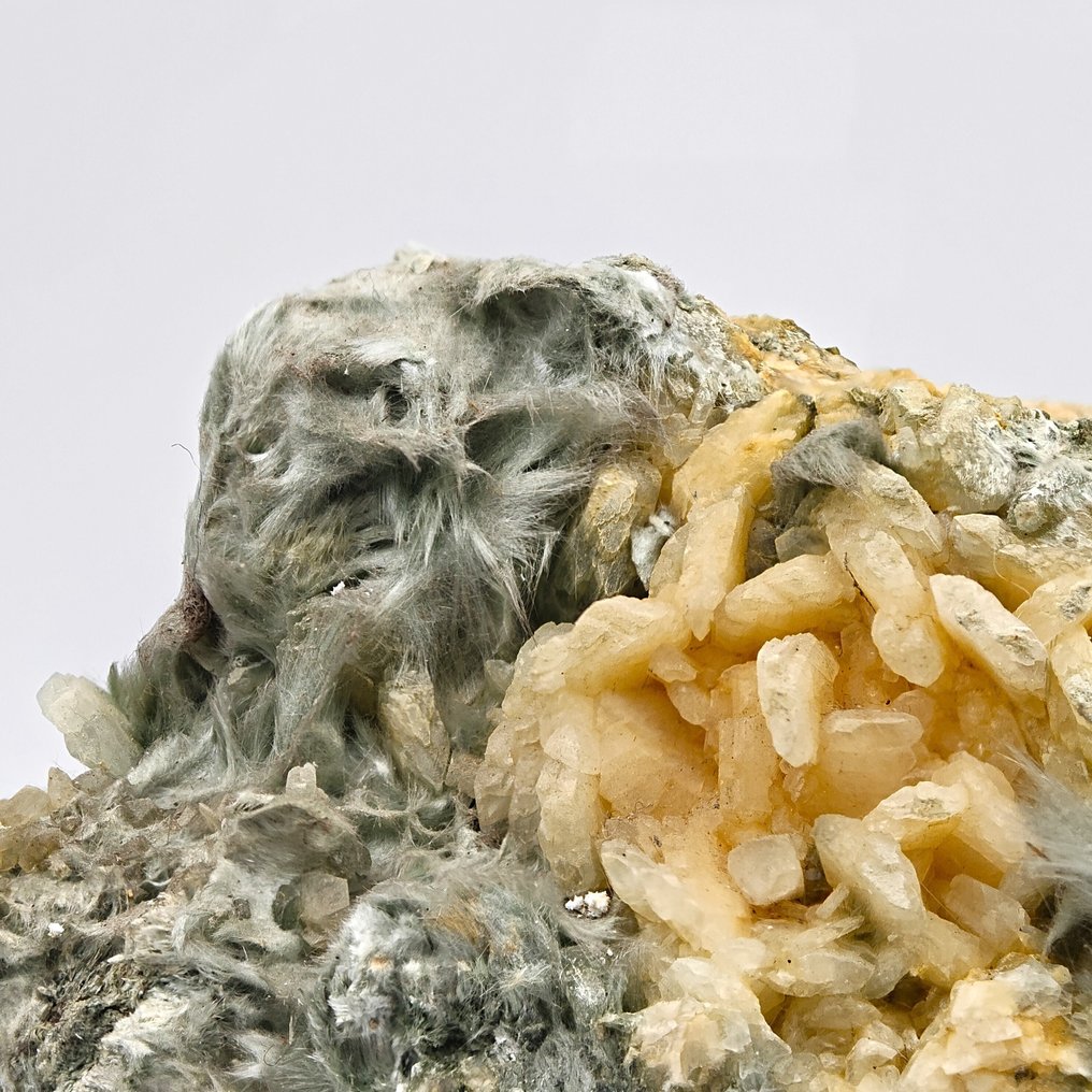 Hairy bissolite with white adularia, Alps, Mont Blanc Crystals on matrix - Height: 124 mm - Width: 68 mm- 397 g #2.1