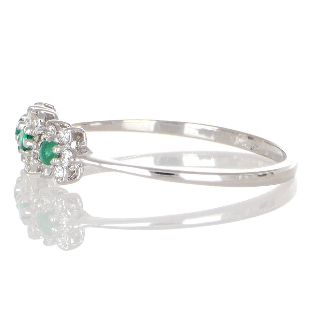 Ingen reservasjonspris - Ring - 18 karat Hvitt gull Smaragd - Diamant #1.0
