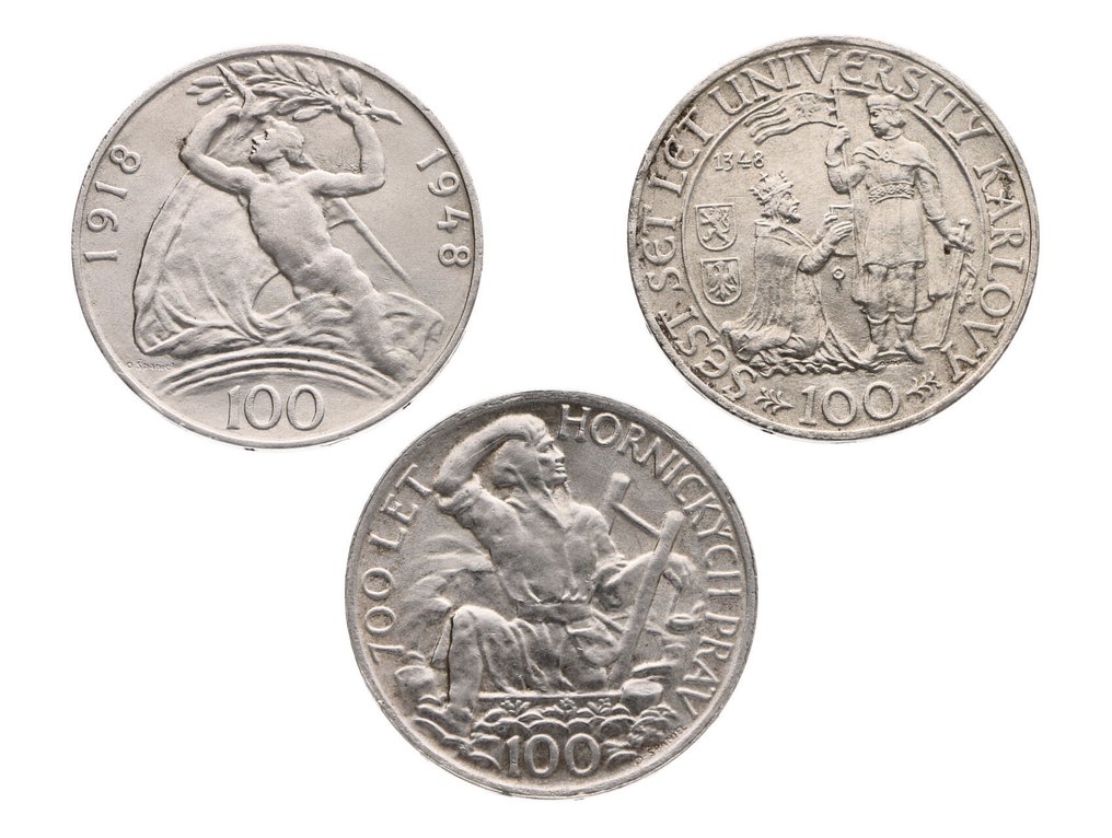 Czechoslovakia. Collection of 8 coins: 50 & 100 Korun 1947/1951  (No Reserve Price) #4.3