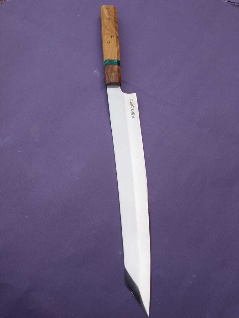 Μαχαίρι κουζίνας -  Μαχαίρι Kiritsuke Επιμηκυμένο από τον Θρυλικό K Romain. - Shirogami λευκό ατσάλι φυσικό ξύλο. - Ιαπωνία - Συνεργασία Γάλλων καλλιτεχνών #1.0