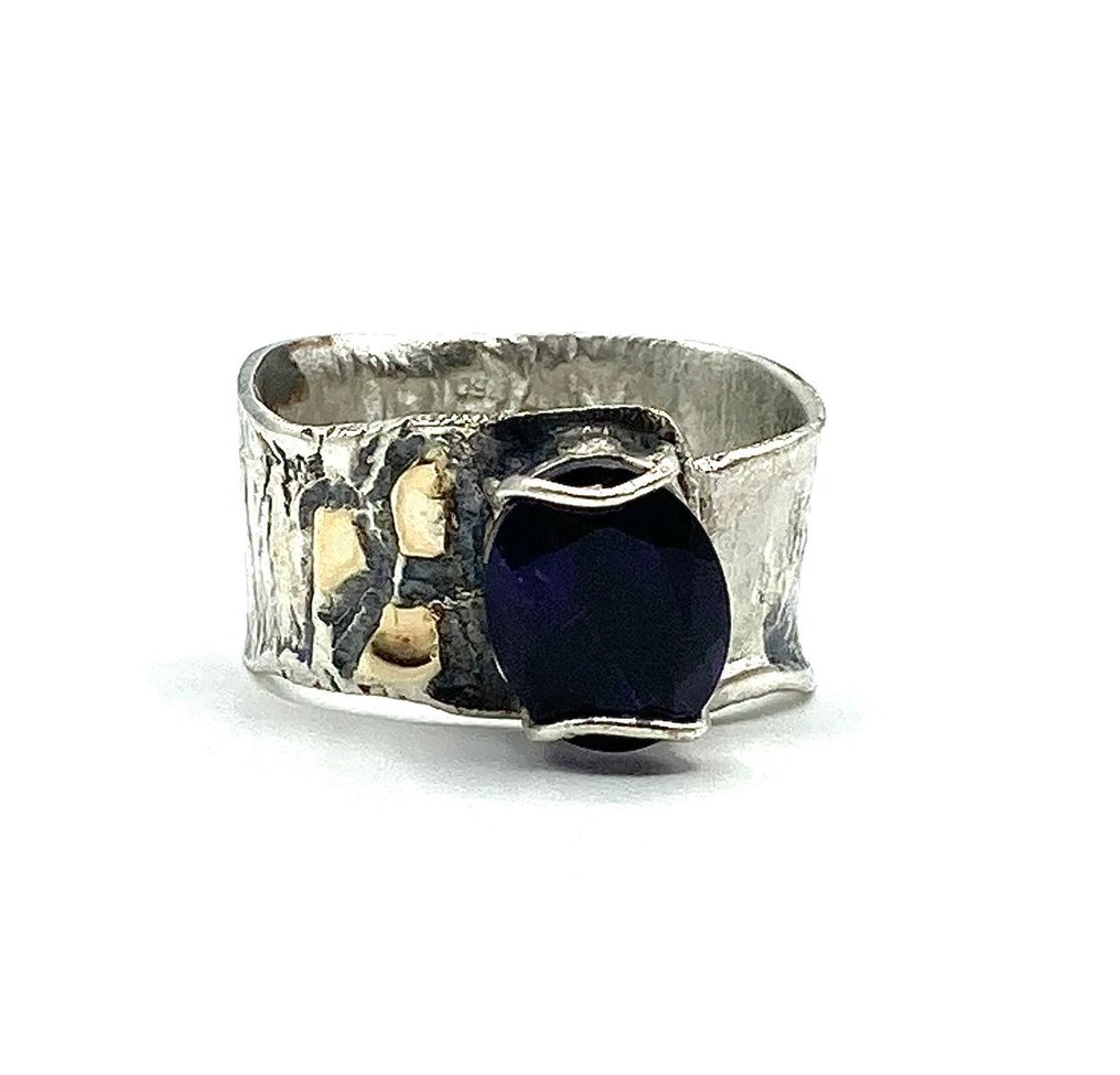 χωρίς τιμή ασφαλείας - Δαχτυλίδι - 18 καράτια Ασημί, Κίτρινο χρυσό Αμέθυστος #1.0