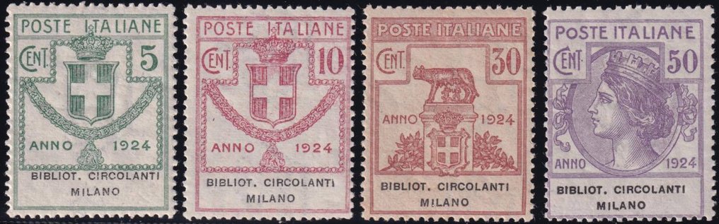意大利王国 1924 - 米兰流通邮票局藏品,完整系列,Sass S.2902,未使用,状态极佳,稀有且极佳 #1.0
