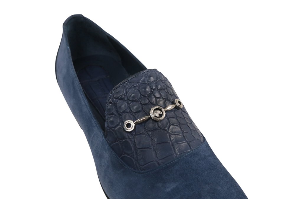 STEFANO RICCI RRP 4000€ Suede & Alligator Loafers – Sapphire Blue – SR Bit Detail - 10 UK - Mokassins - Größe: EU 44 - Neu im Karton #2.1