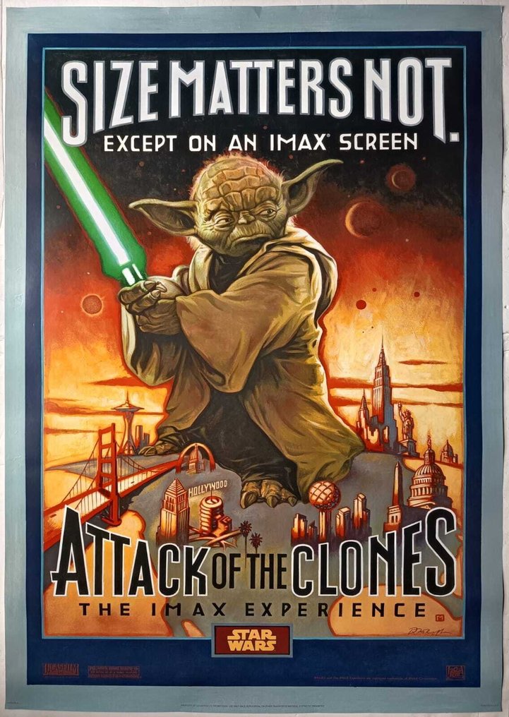 David McMacken - Star Wars Episode II: Attack of the Clones - RARE !! 2002 US Original Yoda IMAX Special Edition Theatre Poster - Double Sided - MINT #1.0