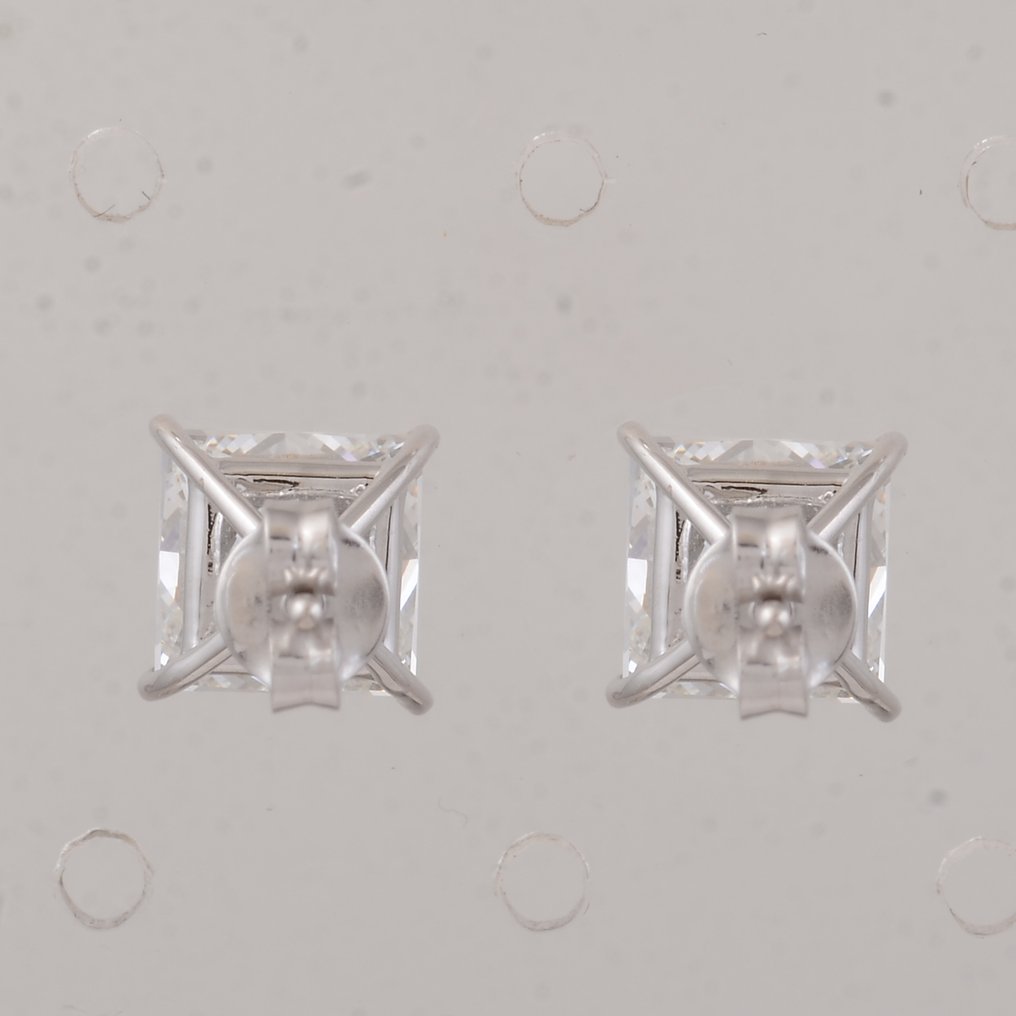 沒有保留價 - 耳環 - 14 克拉 白金 - 4.09ct. tw. 鉆石 (實驗室培育) - 鉆石 #2.1