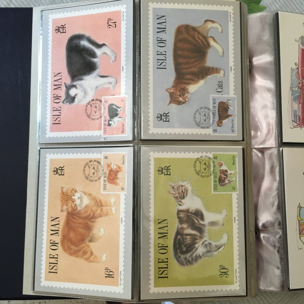 世界  - 贝拉收藏的FDC明信片，包括曼岛、一些美国和意大利的明信片。 #2.1