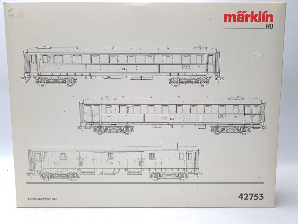 Märklin H0 - 42753 - Set di carrozze passeggeri di modellini di treni (1) - Set di 3 carrozze 'Frühe Bundesbahn'. - DB #1.0