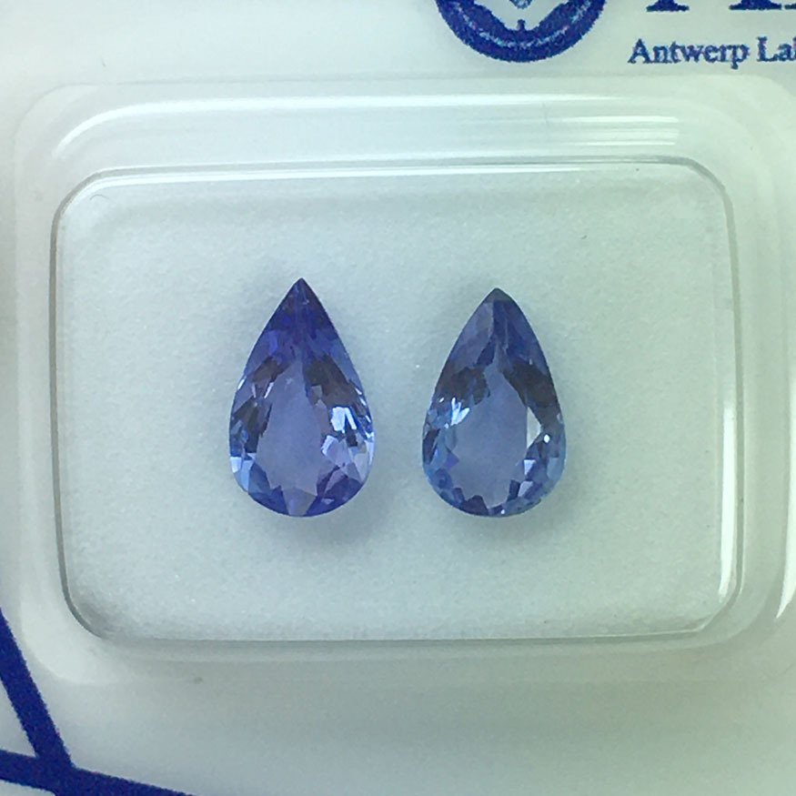 沒有保留價 - 2 pcs  紫羅蘭色 坦桑石  - 1.45 ct - Antwerp Laboratory for Gemstone Testing (ALGT) - 天然坦桑石 #2.1