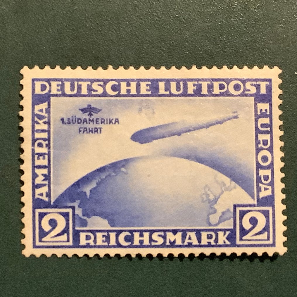 德意志帝国 1930 - 马克南美飞行出现板块故障，飞艇上方的嘴部被Schlegel诊断出问题。 - Michel 438 I Y #1.0