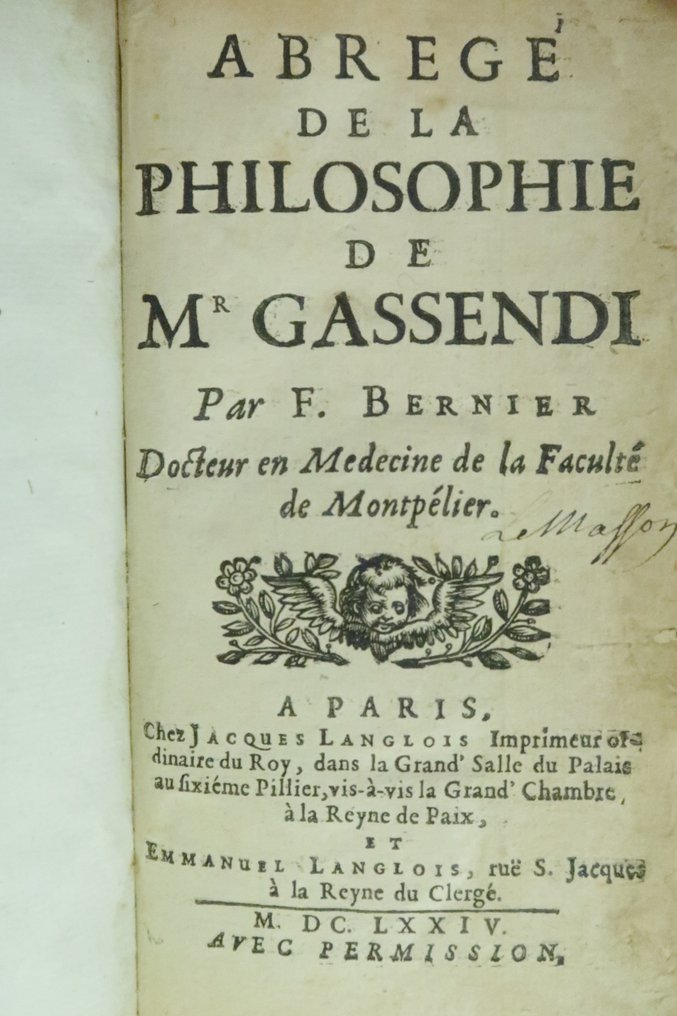 François Bernier - Abrégé de la Philosophie de Gassendi [E.O.] - 1674 #1.0
