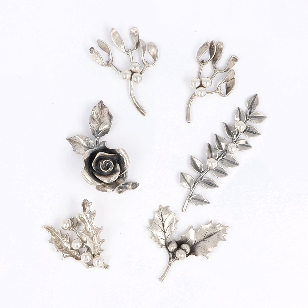 O.a. Antonio Milani, Giancarlo Guilar di del Gamba & Luigino Norcini - Miniatuur 'Kersttakken' - Miniaturowa figura (6) - Srebro pr. 800, Srebro pr. 925 #4.3