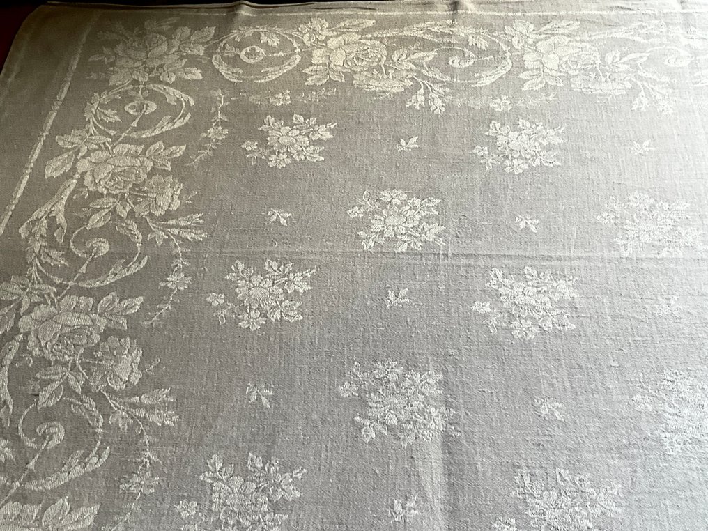 7 tovaglioli di lino damasco del XX secolo con iniziali S.D. - Tovagliolo  - 70 cm - 85 cm #2.1