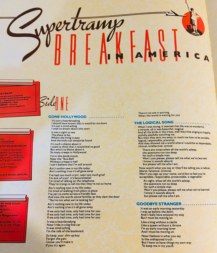 Supertramp - Breakfast In America (Japan LP, 1979, Obi, Insert, Excellent Condition) - Disco in vinile - Stampa giapponese - 1979 #3.2