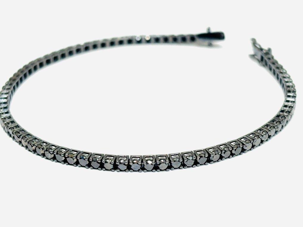 Βραχιόλι τένις - 18 καράτια Λευκός χρυσός -  8.35ct. tw. Διαμάντι (Επεξεργασμένου χρώματος)  - Κατασκευασμένο στην Ιταλία #2.1