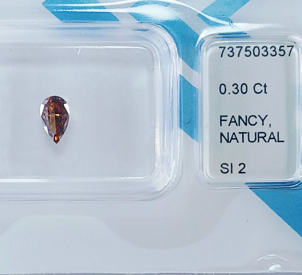 没有保留价 - 1 pcs 钻石 (天然色彩的) - 0.30 ct - 梨形 - Fancy 棕色, 橙色 - SI2 微内含二级 - 国际宝石研究院(IGI) #3.2