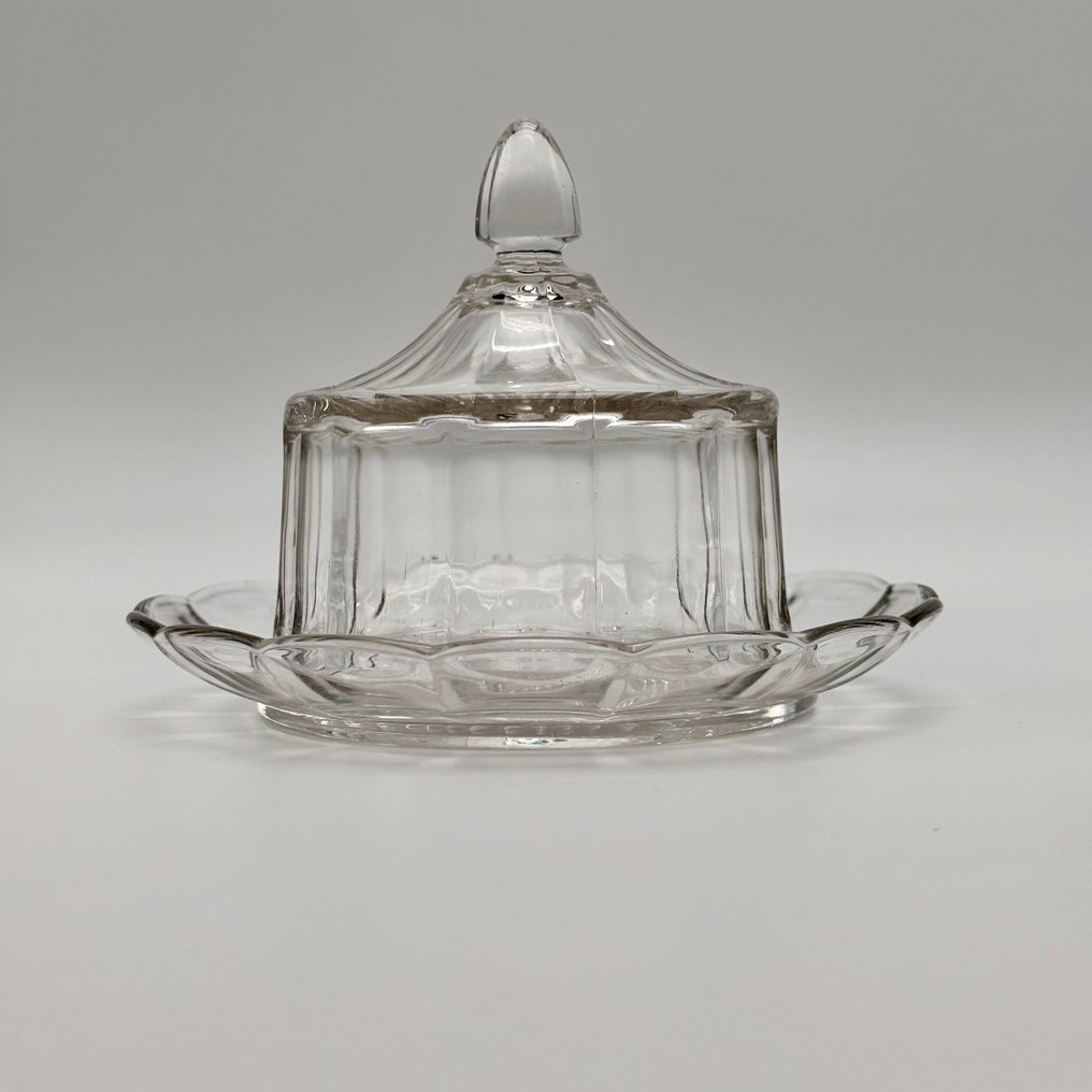 Val Saint Lambert, Luxval - Charles Graffart & René Delvenne - Πιάτο βουτύρου (2) - Larges côtes plates A - Γυαλί - Αρ ντεκό #1.0