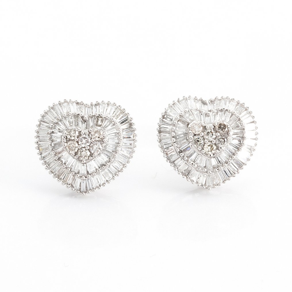 没有保留价 - 耳环 - 18K包金 白金 -  0.80ct. tw. 钻石 (天然)  - 钻石 #1.0