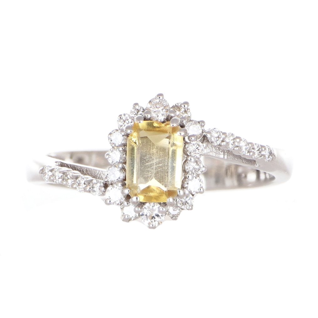 Zonder minimumprijs - Ring - 18 karaat Witgoud Topaas - Diamant #1.0