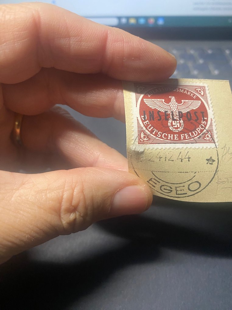 Italy Kingdom 1944 - German occupation of the Aegean: issuance of Rhodes, zigzag perforated INSELPOST No.3 Cert. - Sassone: Occupazione tedesca dell'Egeo n.3 #3.2