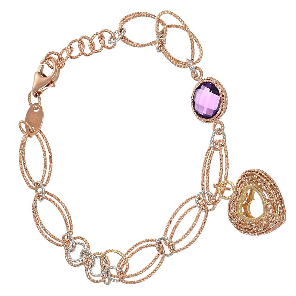 手镯 - 18K包金 白金, 玫瑰金 -  1.25ct. tw. 紫水晶 #3.2