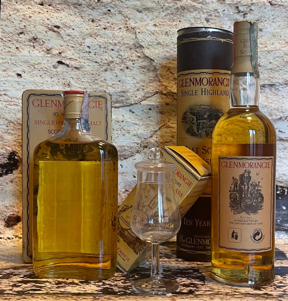 Glenmorangie with tasting glass  - b. 1980s, 1990s - 50cl, 70cl - 2 bottles #1.0