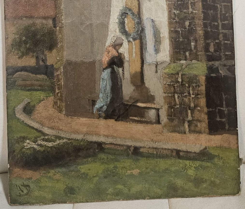 Αυστριακή σχολή (XX) - Betende Frau vor Wegkreuz #4.3