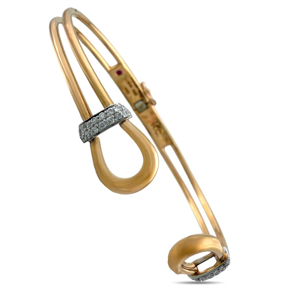 Roberto Coin - Rannekoru - 18 kt. Ruusukulta, Eksklusiivinen 18K ruusukullasta valmistettu Roberto Coin 0,17 ct timanttisaranrannekoru -  0.17ct. tw. Timantti (Luonnollinen)  #4.3