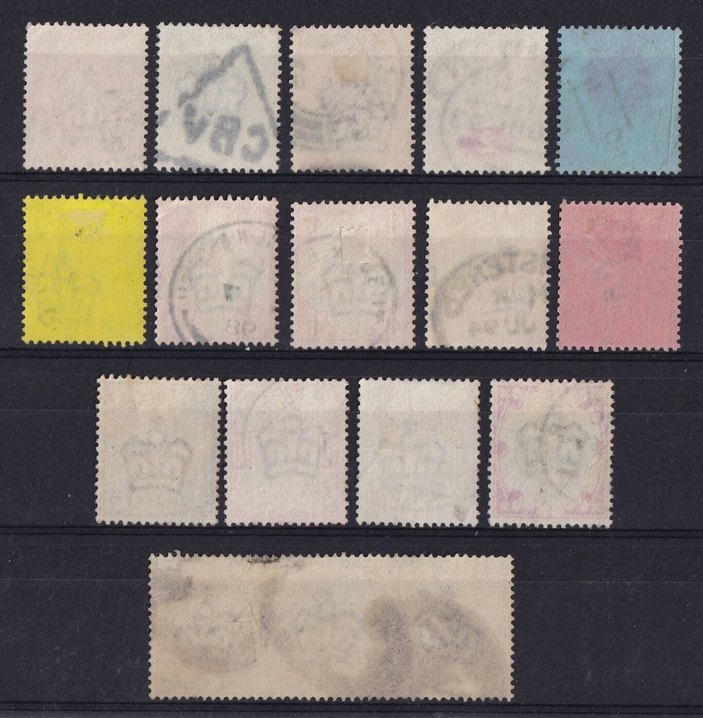 Grã-Bretanha 1887/1900 - Conjunto completo do Queen Victoria Jubilee issue, com 1 £ verde. - YT 91-105 - SG 197e-214 #1.0