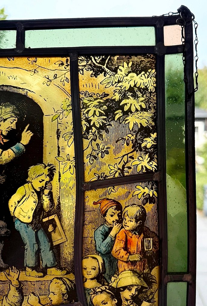 Glassmaleri - Munich School – Painted stained glass panel, Grisaille & polychrome enamels – Germany - det tjuende århundre #2.1