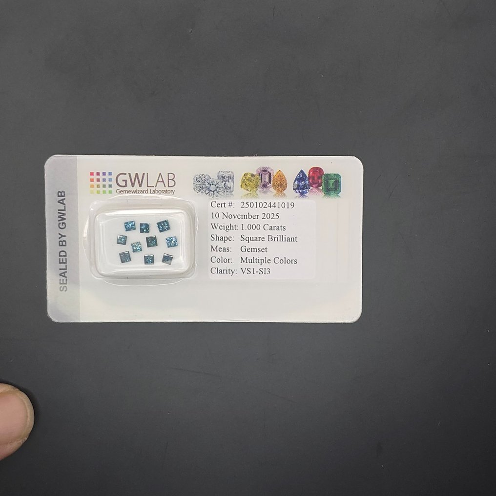 Fără preț de rezervă - 10 pcs Diamant (Culoare tratată) - 1.00 ct - Pătrat - VS1, SI3 - GWLab (Laboratorul gemologic Gemewizard) #3.2