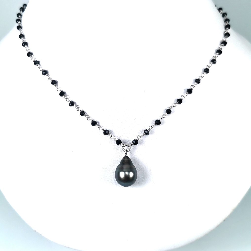 Colier Argint Perlă - Spinel - Tahiti DR Ø 11,4x15,2 mm #1.0