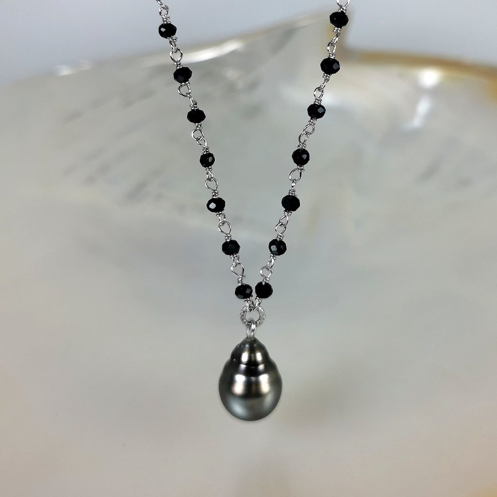 Colier Argint Perlă - Spinel - Tahiti DR Ø 11,4x15,2 mm #4.3