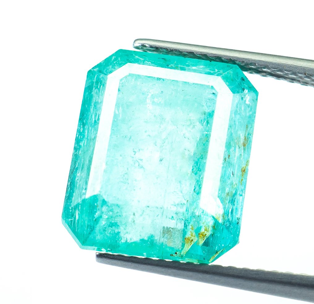 No Reserve Price Emerald  - 9.05 ct - Bellerophon Gemlab - Bluish Green (Nigeria) #1.0