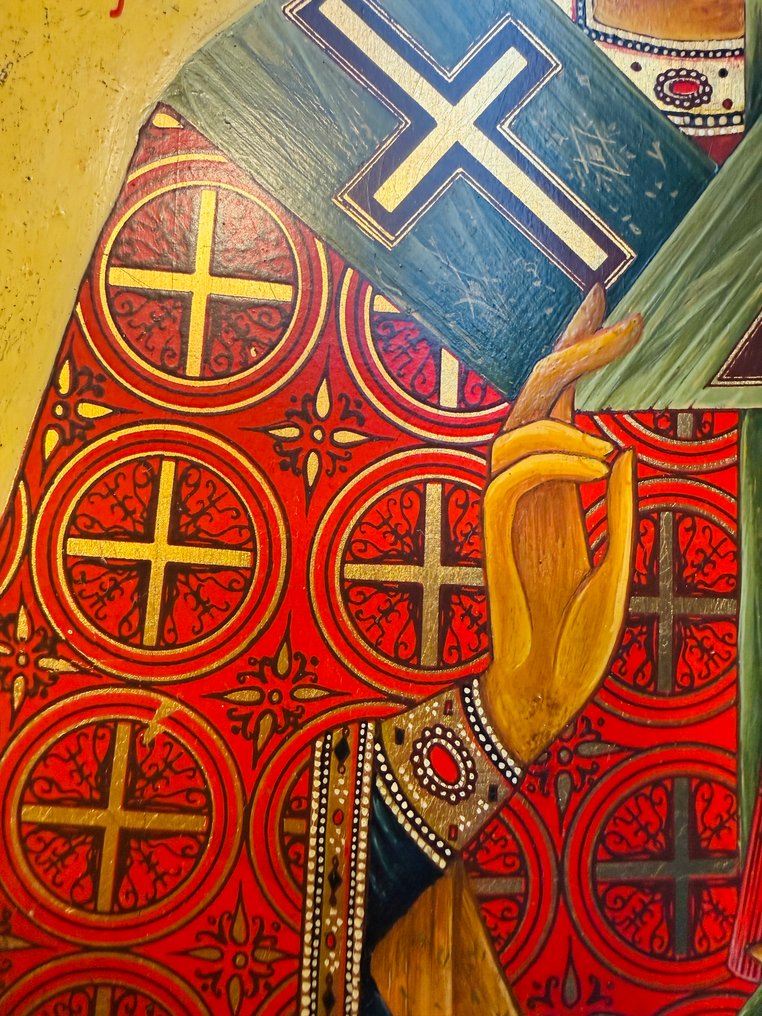 標誌 - 顯靈跡者聖尼古拉 - 木 - 手工绘制 - 24 x 31 厘米 #4.3