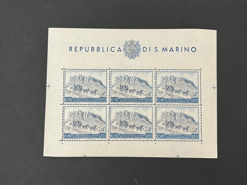 圣玛利诺 1949 - 圣马力诺UPU小册子，100里拉，全新，带完整的橡皮。 - Sassone N. 8 #1.0